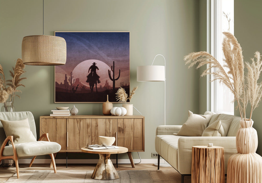 Cowboy Sunset Poster